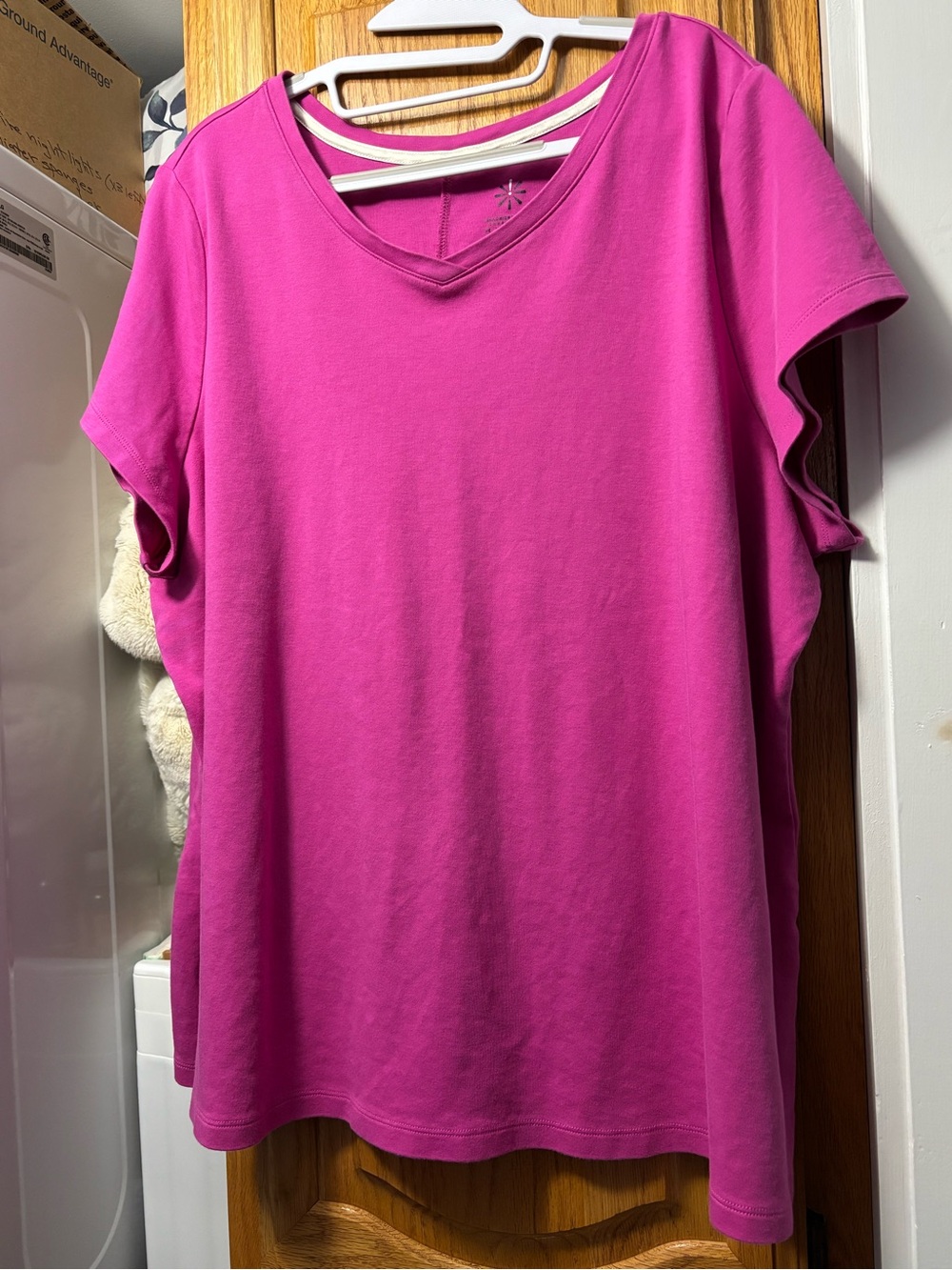 Essentials Women's V-Neck Short Sleeve Tee - Fuchsia Pink